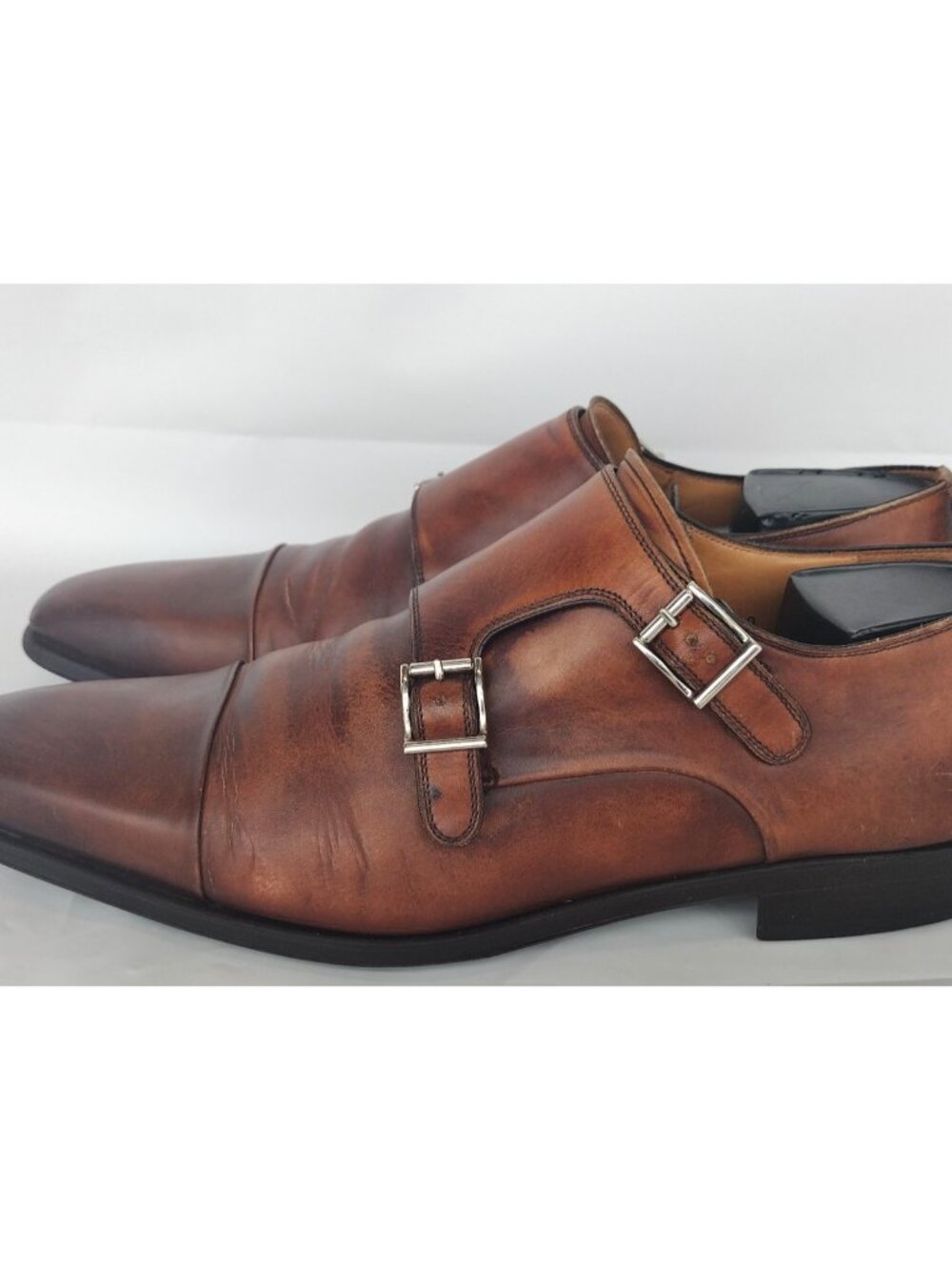 Magnanni Double Monk Strap Leather Dress Shoe Cognac Size 10  M